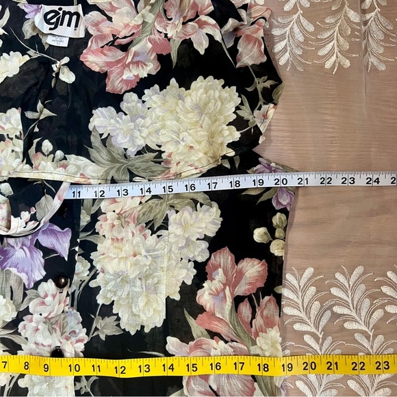 Vintage Floral Sheer Black Maxi Dress -Size 12 -DR08 - Picture 10 of 11